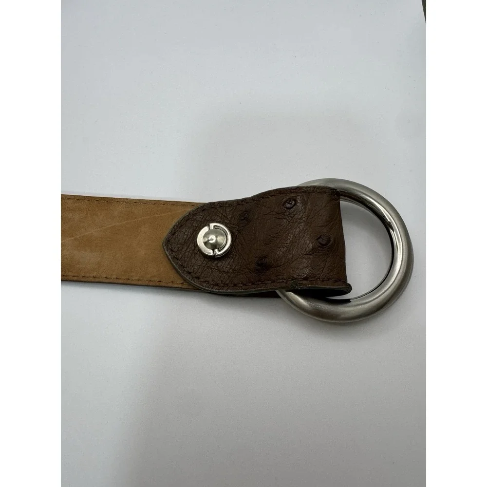 W Kleinberg O Ring Loop Belt Gray‎ Ostrich Leather Belt Sz 34 Designer Custom